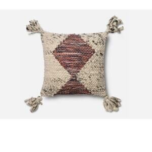 LOLOI "Lama" 18 x 18  Throw Pillow  Chunky Wool And Cotton Aztec Design  India